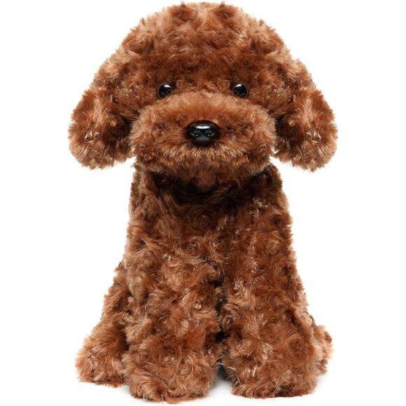 Labradoodle Plush Toy 12 Inch Fluffy Red Poodle Stuffed Dog Puppy Gift for Kids - Picture 1 of 9